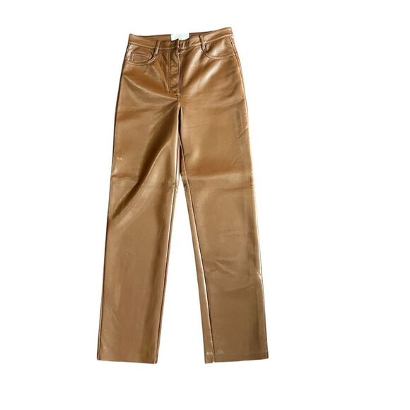 Aritzia Wilfred The Melina High Rise Vegan Leather Pants Brown Size 6 - Picture 2 of 11